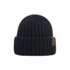 Superyellow Beam Black Merino Wool Beanie (Unisex)