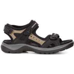 Ecco Yucatan Sandal Black/Mole/Black (Women's) -Comfortable Footwear Store black mole 3