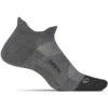 Feetures Elite Max Cushion No Show Tab Socks Grey -Comfortable Footwear Store grey