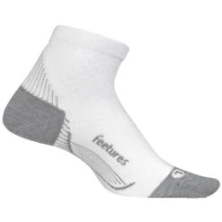 Feetures Plantar Fasciitis Relief Light Cushion Quarter Socks White